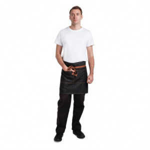 Avental de Servidor Curto Preto Memphis em Algodão 725 x 480 mm - Chef Works - Fourniresto