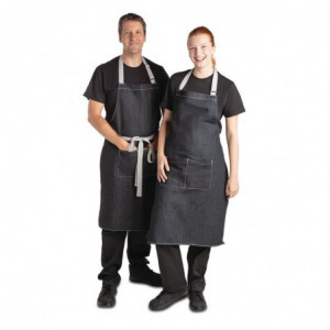 Avental Bavete Denim Preto Southside em Poliéster/Algodão 700 x 1000 mm - Whites Chefs Clothing - Fourniresto