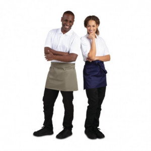 Avental de Servidor Curto Azul Marinho em Poliéster/Algodão 373 x 750 mm - Whites Chefs Clothing - Fourniresto