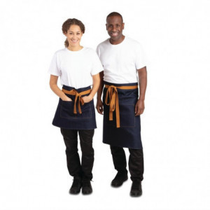 Avental de Servidor em Denim Azul com Cinto Ocre em Algodão 700 x 430 mm - Whites Chefs Clothing - Fourniresto