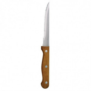 Faca de carne com cabo de madeira lâmina serrilhada 215 mm - Conjunto de 12 - Olympia - Fourniresto