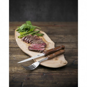Faca de carne com cabo de madeira lâmina serrilhada 215 mm - Conjunto de 12 - Olympia - Fourniresto