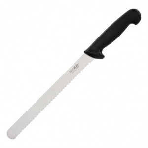 Faca de corte serrilhada preta lâmina 25,5 cm - Hygiplas - Fourniresto