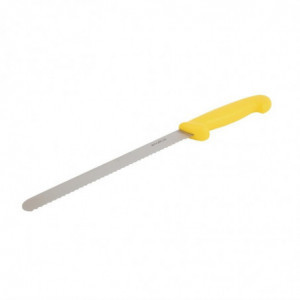 Faca de corte amarela com lâmina serrilhada de 25,5 cm - Hygiplas - Fourniresto
