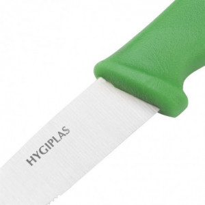 Faca de legumes verde com lâmina serrilhada de 10 cm - Hygiplas - Fourniresto