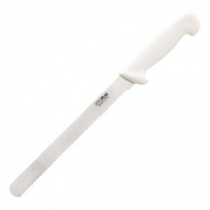 Faca de corte branca com lâmina serrilhada de 25,5 cm - Hygiplas - Fourniresto