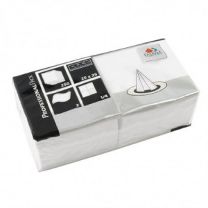 Guardanapo de Coquetel Branco 2 Dobras 400 x 400 mm - Lote de 1500 - FourniResto - Fourniresto