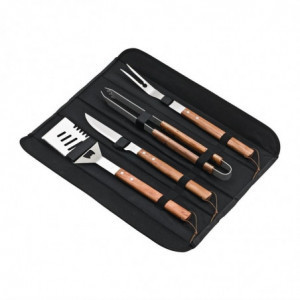 Kit Churrasco em Inox e Madeira 4 Utensílios - DEGLON - Fourniresto