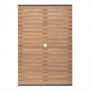 Mesa retangular em aço e acácia - 120 cm - Bolero - Fourniresto