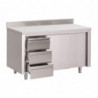 Mesa Armário em Aço Inoxidável com Respaldo 3 Gavetas à Esquerda e Portas Deslizantes - L 2000 x P 700mm - Gastro M