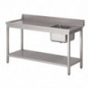 Mesa de entrada para lava-louças em aço inoxidável com cuba à direita, respaldo e prateleira inferior - L 1400 x P 700mm - Gastr
