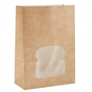 Sacos de sanduíche de papel kraft reciclável preto com janela - Pacote de 250 - Colpac - Fourniresto