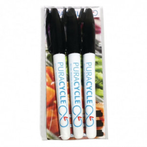 Marcadores Alimentares Permanentes Pretos - Conjunto de 3 - FourniResto