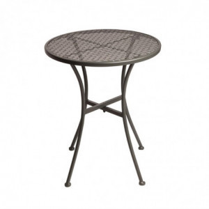 Mesa Bistrô Redonda em Aço Perfurado Cinza - 600 mm - Bolero - Fourniresto