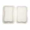 Caixas de refeição em bagaço com tampa articulada - L 228mm - Conjunto de 200 - Vegware