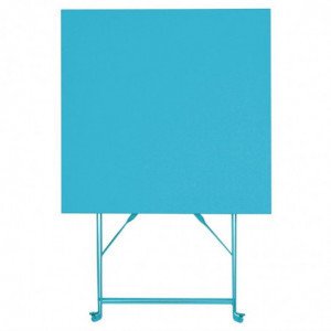 Mesa de terraço quadrada em aço - azul-turquesa - 600mm - Bolero - Fourniresto