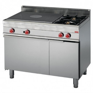 Placa de Fogo a Gás 650 com 2 Queimadores Vivos em Forno a Gás e Armário Fechado 650 - Gastro M