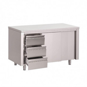 Móvel em Aço Inoxidável com Portas de Correr e 3 Gavetas à Esquerda - L 2000 x P 700mm - Gastro M