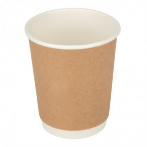 Copos de parede dupla de papel kraft 225ml - Pacote com 25 - Fiesta - Fourniresto