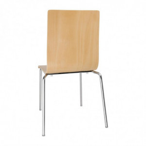 Cadeira com encosto quadrado cor natural - Conjunto de 4 - Bolero - Fourniresto