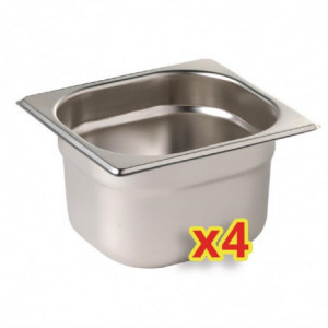 - Conjunto de 4 recipientes e tampas GN1/6 - Profundidade 100 mm - Vogue