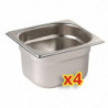 - Conjunto de 4 recipientes e tampas GN1/6 - Profundidade 100 mm - Vogue