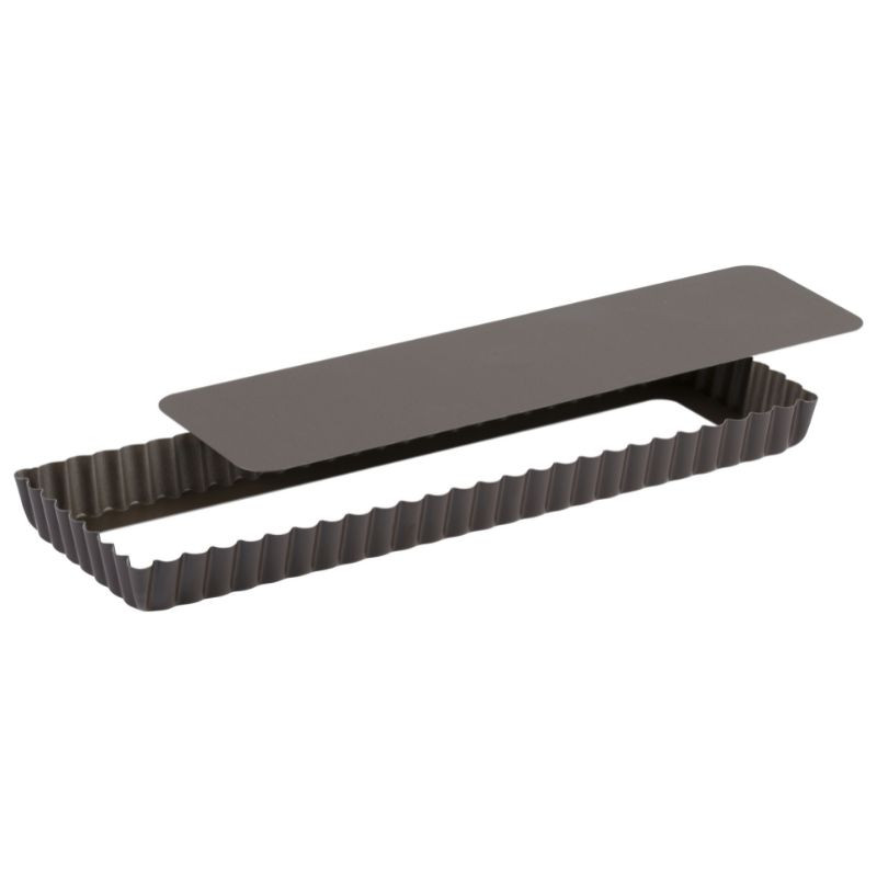 Rectangular Fluted Tart Pan with Removable Bottom - 350 x 110 mm - TELLIER Rectangular Fluted Tart Pan with Removable Bottom - 350 x 110 mm - TELLIER