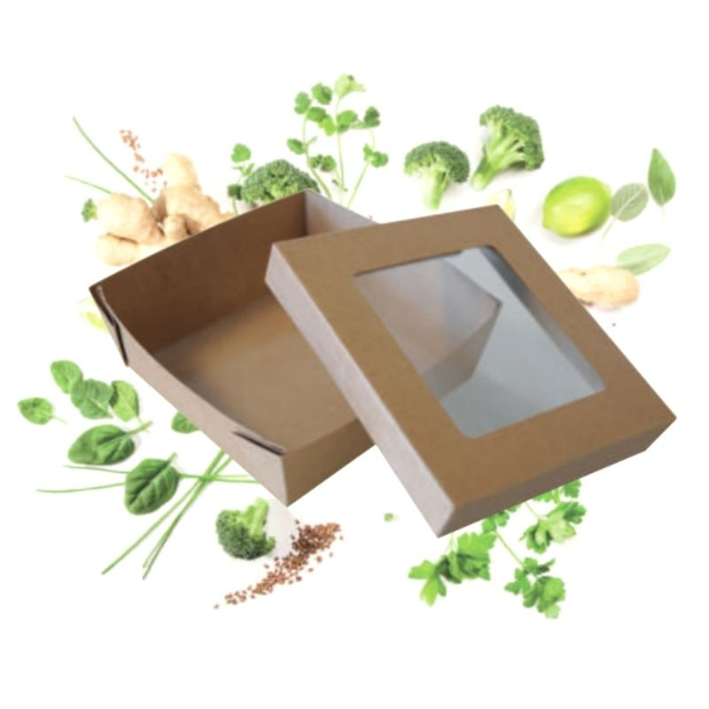 Caixa de refeição com janela 160 x 160 - Ecologicamente responsável - Pacote com 25 Caixa de refeição com janela 160 x 160 - Ecologicamente responsável - Pacote com 25