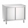 Móvel em inox com portas de correr e prateleira - L 1000 mm