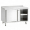 Móvel em inox com portas de correr, prateleira e respaldo - L 1000 mm