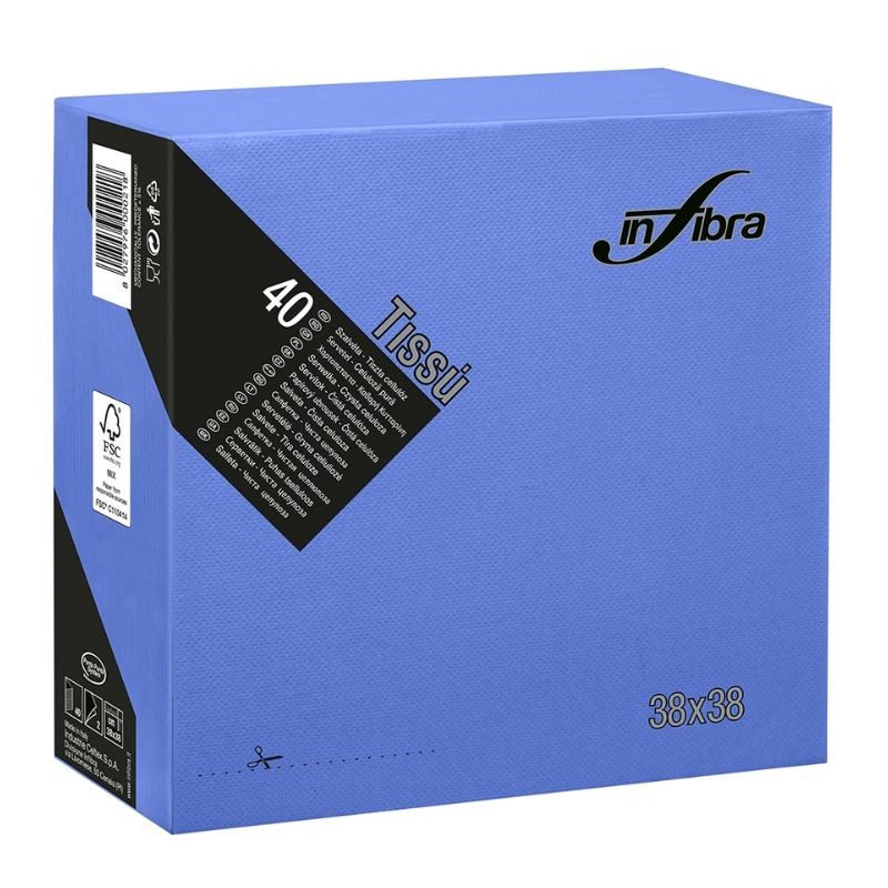 Guardanapo de papel 2 folhas 38 x 38 - Azul - Pacote com 1440 Guardanapo de papel 2 folhas 38 x 38 - Azul - Pacote com 1440