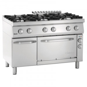 Forno 6 bocas com forno elétrico GN 1/1 e armário Série 700.