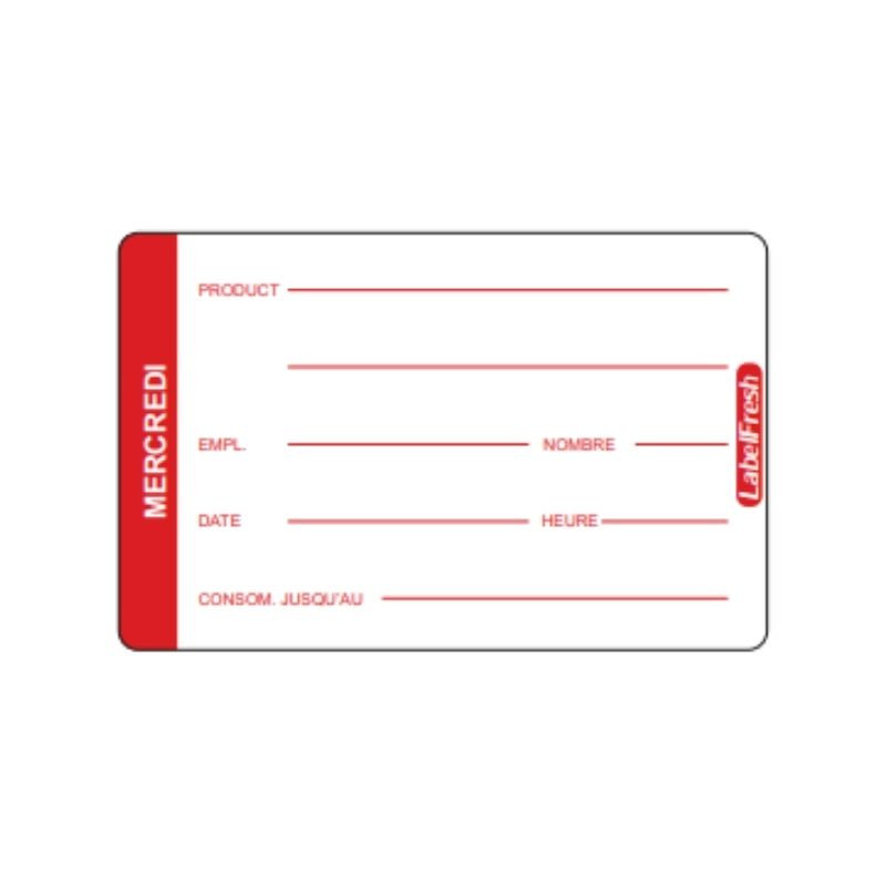 Etiqueta de Rastreabilidade LabelFresh Pro - Quarta-feira - 70 x 45 mm - Pacote com 500 - LabelFresh Etiqueta de Rastreabilidade LabelFresh Pro - Quarta-feira - 70 x 45 mm - Pacote com 500 - LabelFresh
