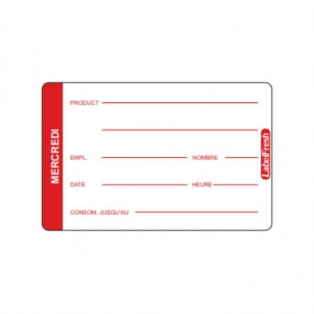 Etiqueta de Rastreabilidade LabelFresh Pro - Quarta-feira - 70 x 45 mm - Pacote com 500 - LabelFresh