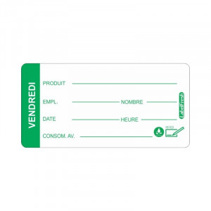 Etiqueta de Rastreabilidade LabelFresh Solúvel Pro - Segunda-feira - 60 x 30 mm - Pacote com 250 - Labelfresh