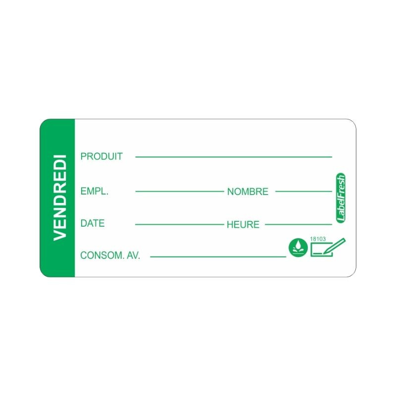 Etiqueta de Rastreabilidade LabelFresh Solúvel Pro - Segunda-feira - 60 x 30 mm - Pacote com 250 - Labelfresh Etiqueta de Rastreabilidade LabelFresh Solúvel Pro - Segunda-feira - 60 x 30 mm - Pacote com 250 - Labelfresh
