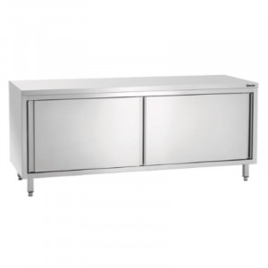 Móvel em inox com portas de correr e prateleira - L 2000 mm