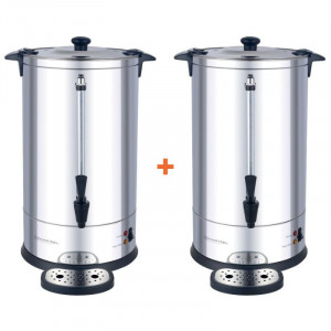 Conjunto de 2 Percoladores Profissionais de Café 7 L com Filtro Permanente - 48 Xícaras - Dynasteel
