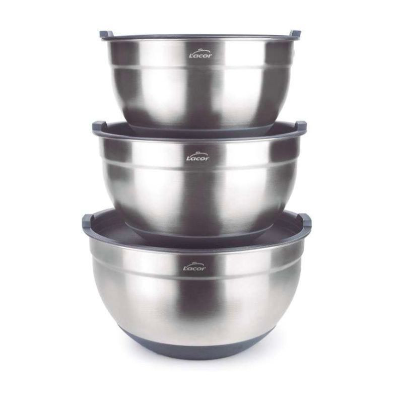 Conjunto de 3 tigelas de aço inoxidável - 3 a 4,8 L - Lacor Conjunto de 3 tigelas de aço inoxidável - 3 a 4,8 L - Lacor