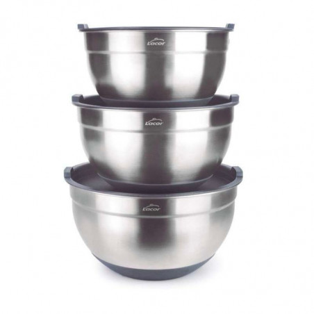 Conjunto de 3 tigelas de aço inoxidável - 3 a 4,8 L - Lacor