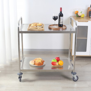 Carrinho Inox 2 Prateleiras Dynasteel - Profissional de restauração. Resistente, manobrável e robusto.
