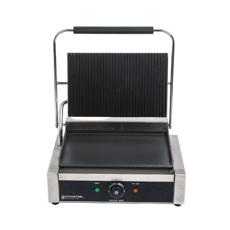 Grelhador Panini de Grande Superfície Ranhurada/Lisa Dynasteel - Cozimento profissional perfeito para restaurantes e lanchonetes Grelhador Panini de Grande Superfície Ranhurada/Lisa Dynasteel - Cozimento profissional perfeito para restaurantes e lanchonetes