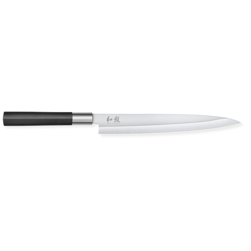 Couteau Yanagiba Wasabi Black 21 cm KAI - Découpe précise pour poissons, sushis et sashimis Couteau Yanagiba Wasabi Black 21 cm KAI - Découpe précise pour poissons, sushis et sashimis