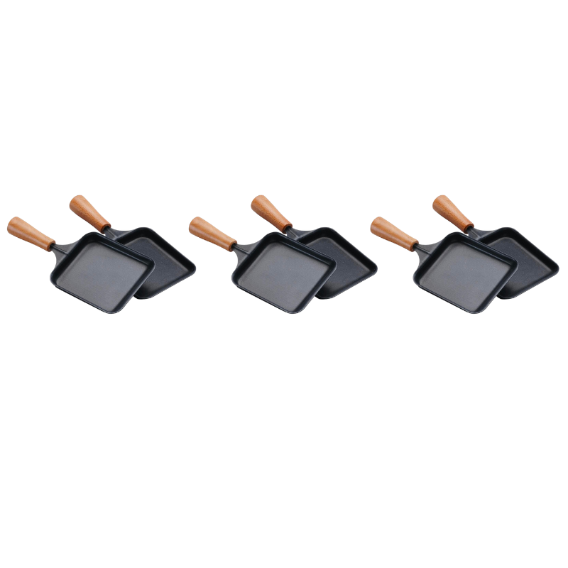 Conjunto de 6 Panelas Retangulares de Madeira para Raclette Conjunto de 6 Panelas Retangulares de Madeira para Raclette